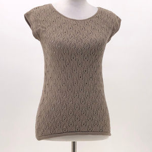 banana republic open knit sweater brown sz S small